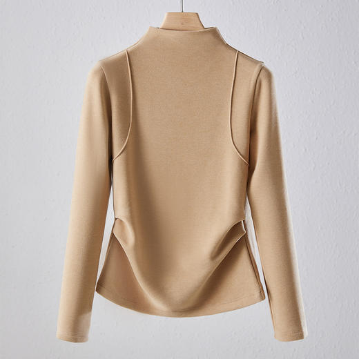 「自j」全新升级【铂金会员119/天猫159/差价40】(02505)洛诗琳半高领空气层暖绒打底衫2025秋冬加绒高级感打底上衣 商品图3
