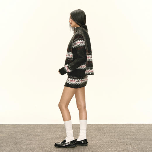 Ariseism 美式复古炭黑色雪饼毛针织套装女秋季新款 商品图4