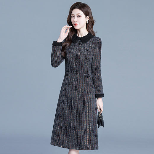 QYM 792080-Y厚款仿貂绒连衣裙妈妈装中长款弹力休闲裙 商品图1