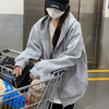 娥状133灰色连帽卫衣女装早秋新款宽松外套韩系慵懒风开衫上衣服 商品缩略图0