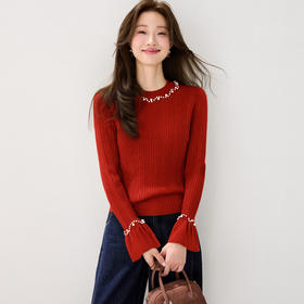 CC 2130喇叭袖毛衣针织衫修身显瘦上衣