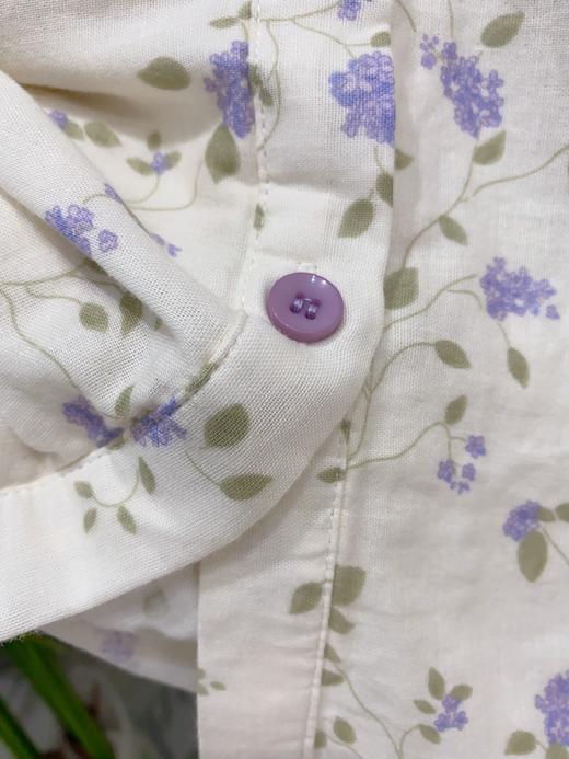 松植屋春秋女款全棉水洗长袖睡衣套装圆领小碎花双层纱家居服 商品图4