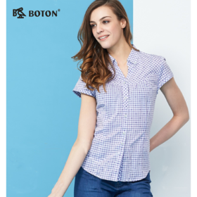 【第2件半价！尾货清仓不退换】波顿_Boton夏装小格子短袖衬衫女士LS727214