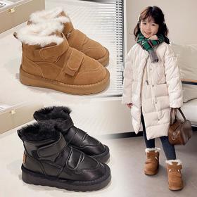 九峰鸟儿童雪地靴男童新款冬季男孩皮面防水大棉鞋冬款加绒保暖棉靴26-37