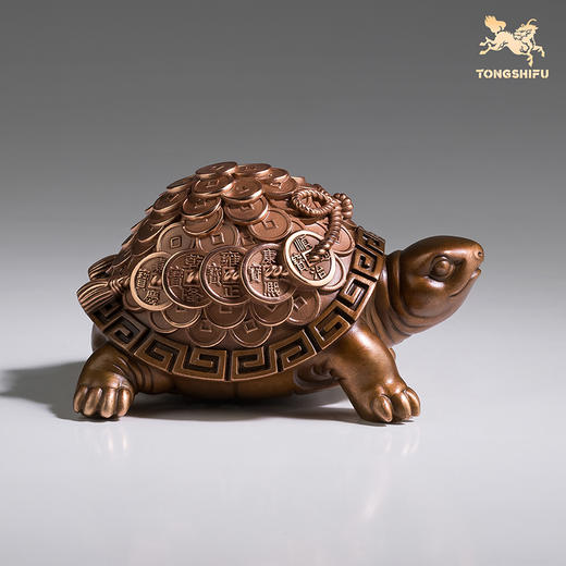 铜师傅《金钱龟》客厅桌面紫铜摆件 家居装饰工艺品送礼摆件 商品图2