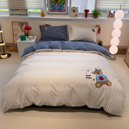【全棉磨毛】ins风毛巾绣卡通磨毛四件套宿舍儿童床全棉纯棉被套秋冬加厚保暖 商品图2