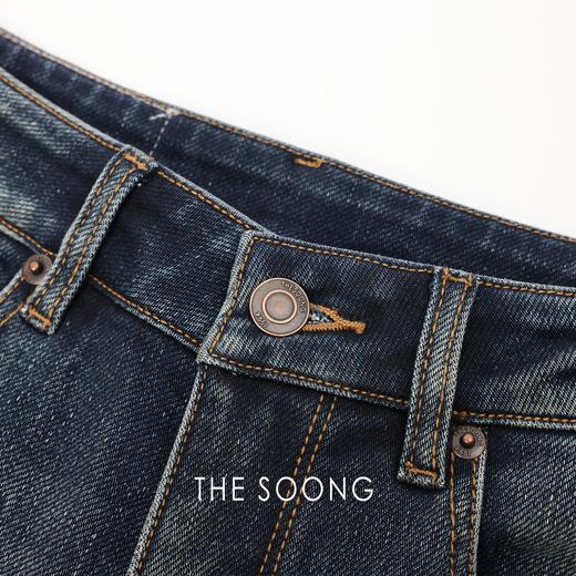 THESOONG|隽永复古炒砂洗水线条感中腰弹力丹宁牛仔裤HBNZ7077 商品图12