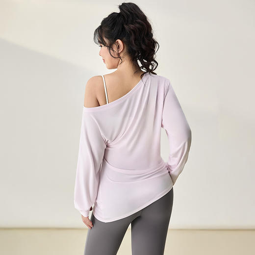 【限时秒】YOGACODE【火树银花系列】大码女性感斜肩显瘦宽松透气休闲运动罩衫DWT225665 商品图3
