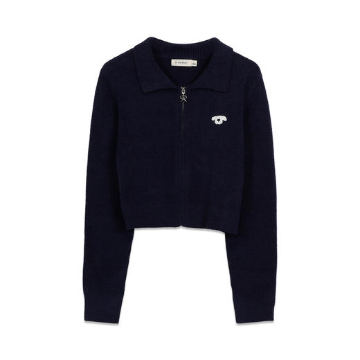 翻领针织双拉链小呢绒短款开衫毛衣-纪念日百货门店同款164944366 商品图4