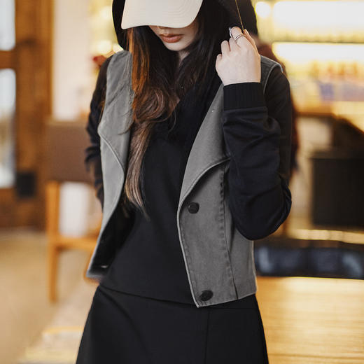 马登格雷系解构感无袖工装开衫马甲背心做旧复古外叠穿坎肩春夏女 商品图4