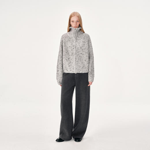 NUTH复古宽松加厚保暖毛呢弯刀休闲裤女 深灰色 商品图4