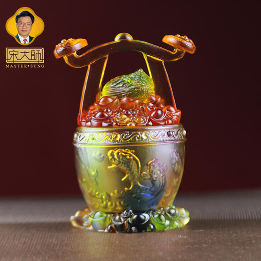 宋韶光大师2026年 九鱼聚宝桶 古法琉璃摆件桌面摆件 商品图0