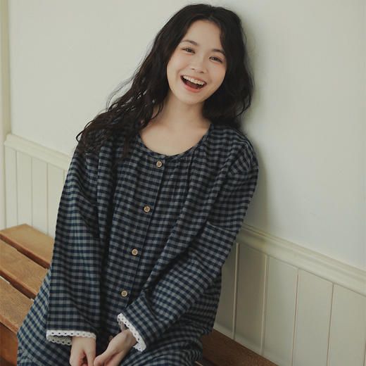 【全棉磨毛】文艺感~全棉睡衣女秋冬季2025款款纯棉长袖家居服超码宽松套装 商品图0