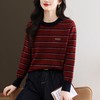 CC 101-15805红黑条纹圆领毛衣字母刺绣撞色宽松显瘦针织衫 商品缩略图2