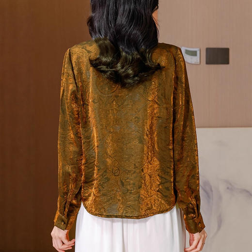 XMZ1272新中式国风复古提花立领长袖衬衫女2025秋季新款时尚气质漂亮外套 商品图3
