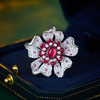 高级感精致璀璨花朵胸针，轻奢微镶红刚玉锆石别针奢华大衣西装配饰LY-M-320 商品缩略图0