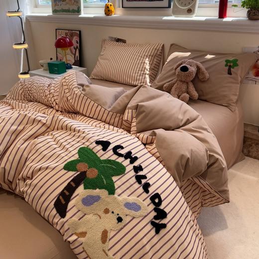 【全棉磨毛】ins风毛巾绣卡通磨毛四件套宿舍儿童床全棉纯棉被套秋冬加厚保暖 商品图5