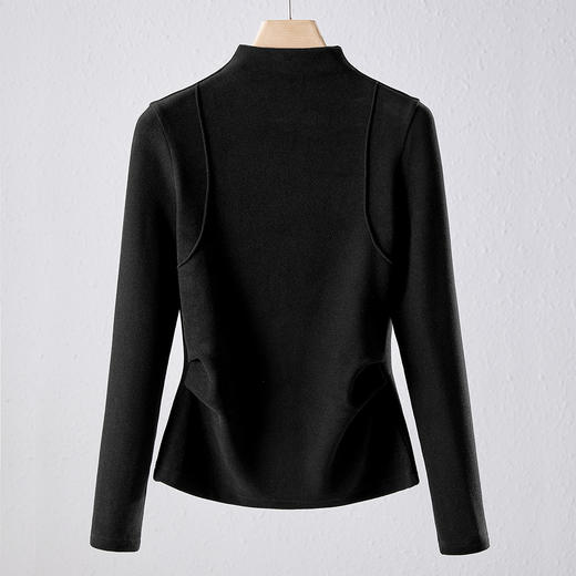 「自j」全新升级【铂金会员119/天猫159/差价40】(02505)洛诗琳半高领空气层暖绒打底衫2025秋冬加绒高级感打底上衣 商品图1