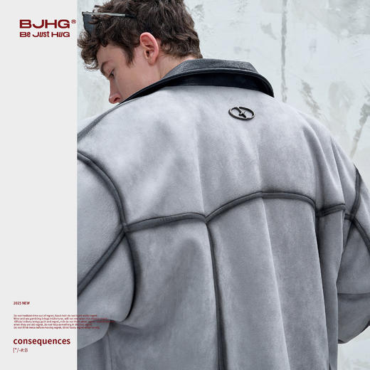 BJHG不计后果环保麂皮绒棉服外套男女款冬季复古做旧撞色保暖棉衣 商品图3