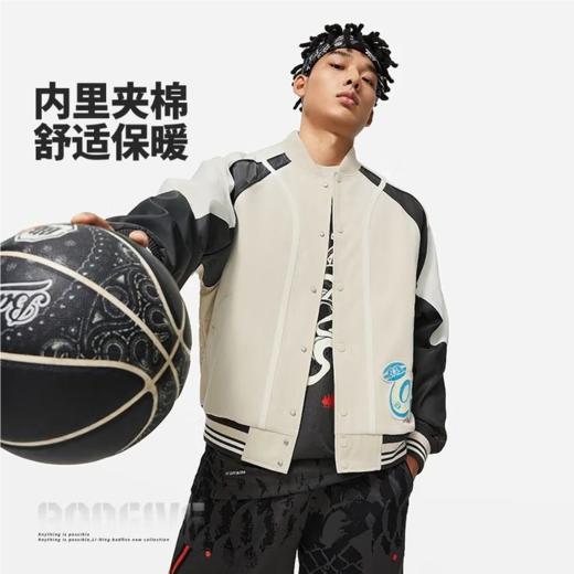 李宁男子篮球系列运动休闲针织棉外套AJMU015-4绿色 商品图1