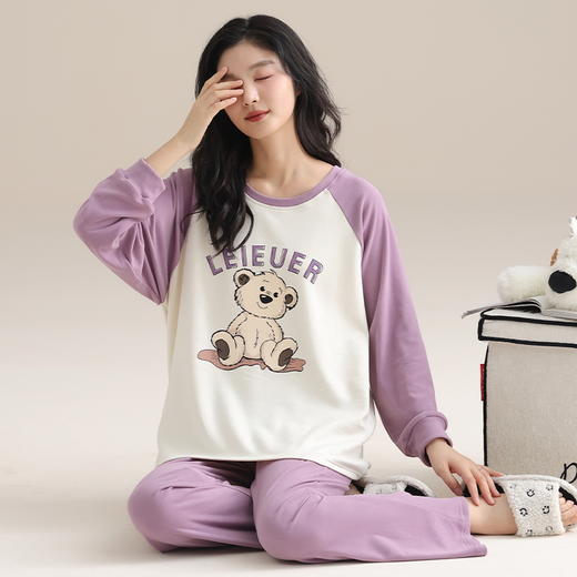 自然醒沁绒女士家居服德绒蓄暖长袖长裤套头睡衣QH 商品图13