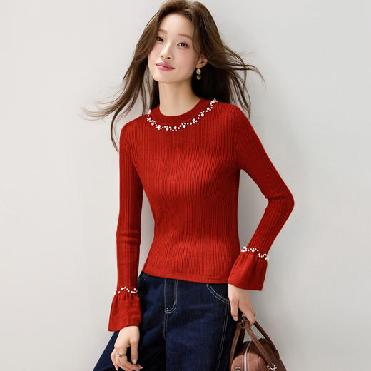 CC 2130喇叭袖毛衣针织衫修身显瘦上衣 商品图1