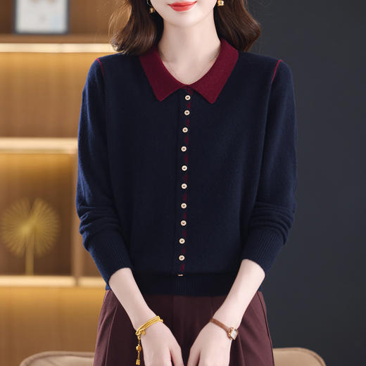 娃娃领羊毛衫100纯羊毛，妈妈减龄短款打底衫上衣CC-13-96623 商品图2