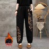 黑色棉麻哈伦裤女加绒裤子2025冬季款百搭宽松休闲裤保暖长裤厚实 商品缩略图2