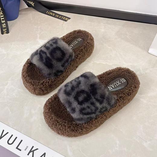 厚底毛毛拖鞋 女外穿2025新款秋冬季羊羔毛茸拖  网红时尚家居棉拖鞋 商品图9