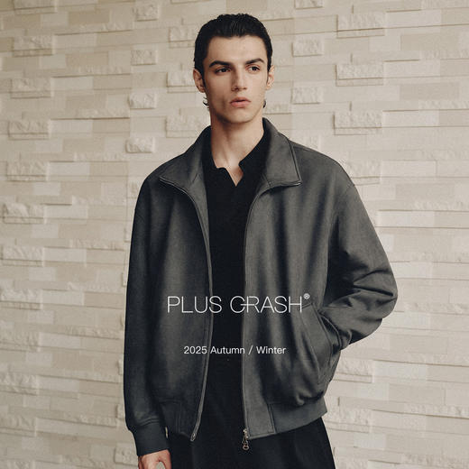 PLUS CRASH2025秋季新款立领男士夹克老钱风复古休闲百搭宽松外套 商品图2