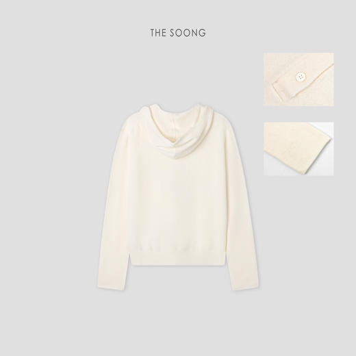 THESOONG|德国进口机织羊毛羊绒高密定染纽扣连帽毛衣女HWMY8004 商品图6