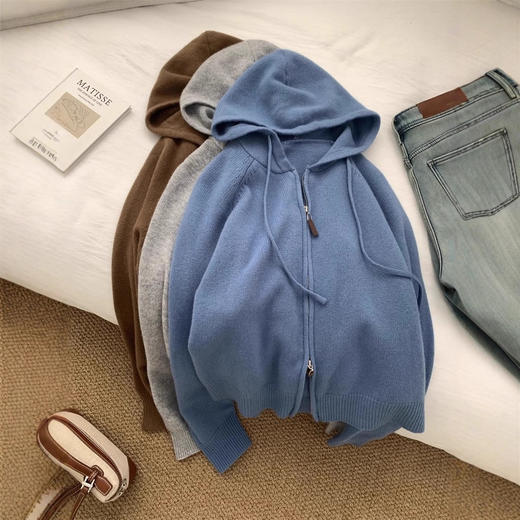 好品质不容错过！2025羊毛羊绒外套简约洋气百搭连帽针织衫开衫拉链衫！ 商品图1