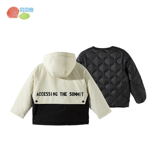 贝贝怡秋冬新款男童户外登山连帽防风保暖外套羽绒内胆套装ZB4ES032 商品图7