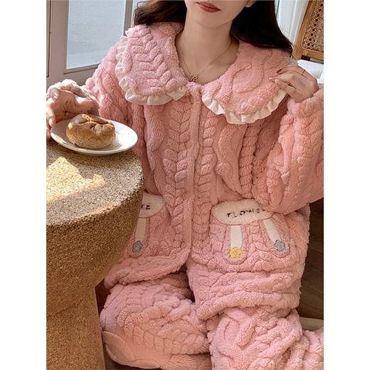 【超柔！温暖宅家过冬】轻奢珊瑚绒睡衣女冬季春秋款加厚加绒女长袖开衫保暖法兰绒睡衣家居服。rc 商品图1