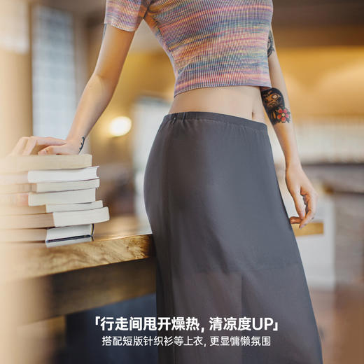 马登夏日格雷系假两件半透明半身裙薄纱氛围感透气高开叉长裙子女 商品图2