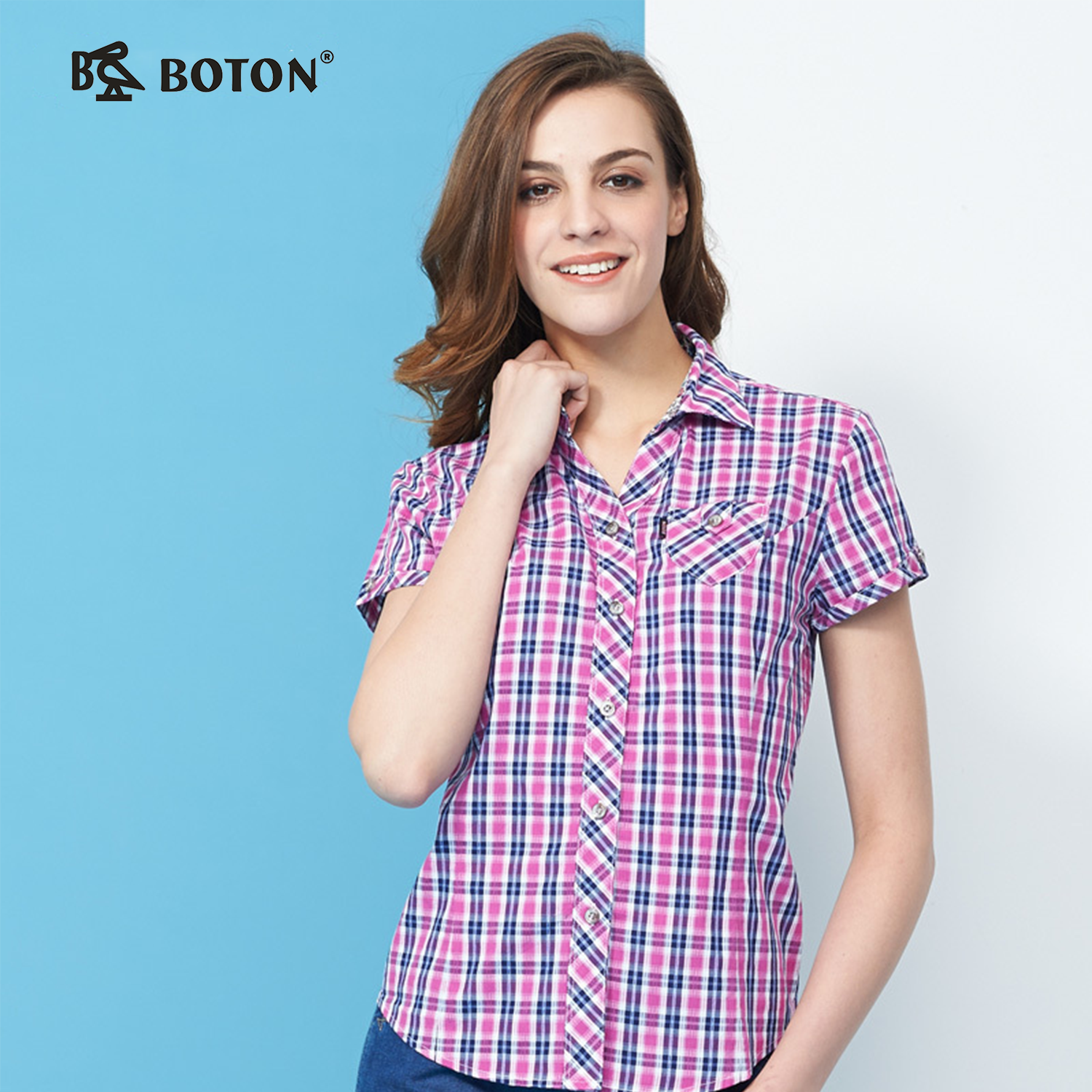 【第2件半价！尾货清仓不退换】波顿修身短袖衬衫夏装LS719214