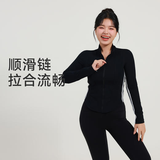 【限时秒】YOGACODE【火树银花系列】大码瑜伽服外套女秋冬立领防风显瘦遮肉胖mm健身服上衣DWZ225605 商品图2