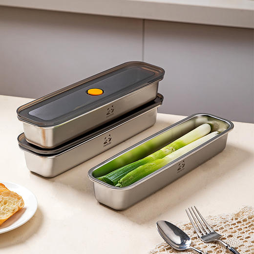 摩登主妇316不锈钢冰箱收纳盒食品级面条挂面整根葱蒜保鲜密封盒 商品图0