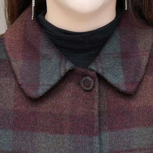 QYM XQ88519-Y格纹呢子翻领厚款毛呢中式复古盘扣休闲外套 商品图3