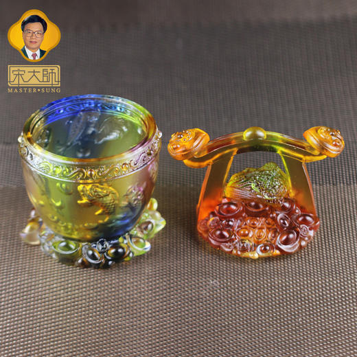 宋韶光大师2026年 九鱼聚宝桶 古法琉璃摆件桌面摆件 商品图3