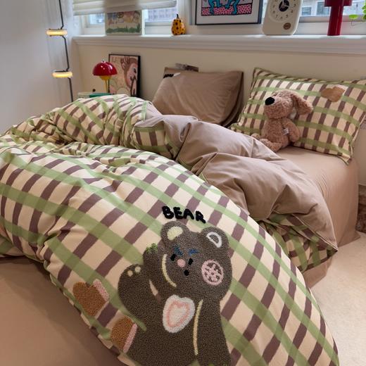 【全棉磨毛】ins风毛巾绣卡通磨毛四件套宿舍儿童床全棉纯棉被套秋冬加厚保暖 商品图6