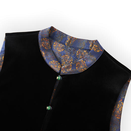 「高货wl」全新升级【铂金会员330/天猫439/差价109】(51755)洛诗琳新中式双面穿丝绒提花马甲2025秋季国风立领上衣女 商品图1