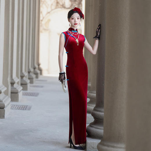 红色旗袍女2025新款中国风新中式改良高端优雅气质舞台表演出服秋 商品图1