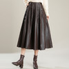 PH-1601 2025新款木耳花边大摆裙高腰中长款半身裙女秋冬A字裙百褶长裙子 商品缩略图2
