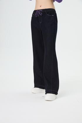 抓绒水淼2025冬新品加绒加厚显瘦百搭阔腿休闲牛仔裤1622