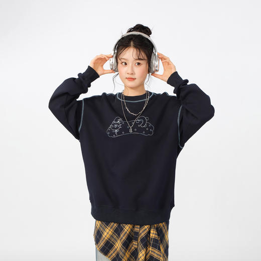 宽松落肩休闲圆领撞色线卫衣-纪念日百货门店同款166598604 商品图1