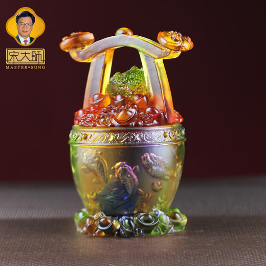 宋韶光大师2026年 九鱼聚宝桶 古法琉璃摆件桌面摆件 商品图2