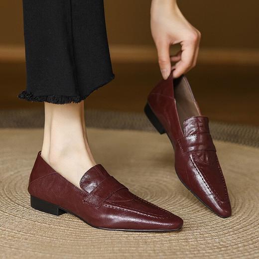 【预售5天】休闲低跟乐福鞋女小皮鞋春秋新款小方头一脚蹬舒适通勤单鞋KYD&K10440 商品图3