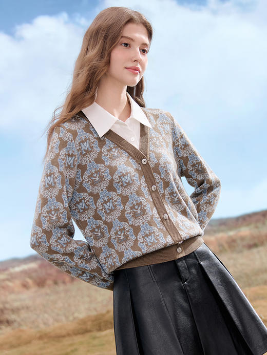 【百图lulu定制】【青花瓷假两件套】 复古 软糯  假两件  套头针织衫 商品图8