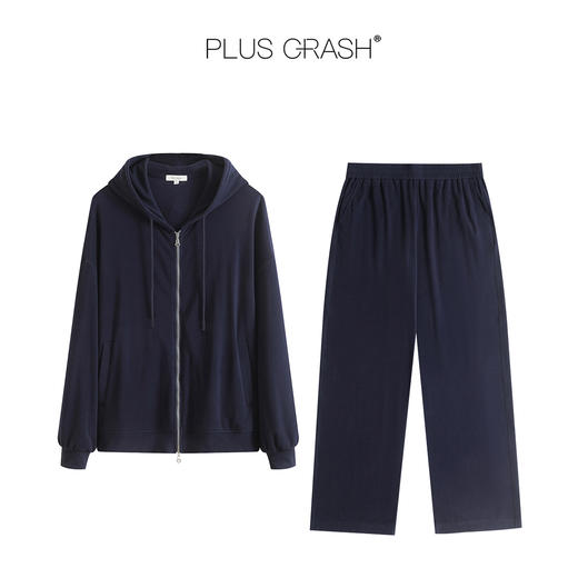 PLUS CRASH2025秋季新款松弛感老钱风拉链卫衣外套夹克休闲裤套装 商品图5